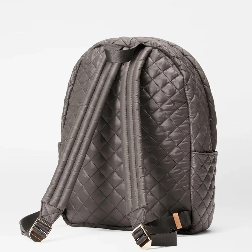 MZ Wallace Quilted Backpack in Dark Gray with Rose Gold Hardware